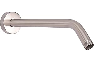 HarJue Shower Arm with Flange and Teflon Tape, Wall Mounted Shower Pipe 304 Stainless Steel Extension Arm for Fixed Shower Head & Handheld (12 Inches, Brushed Nickel)