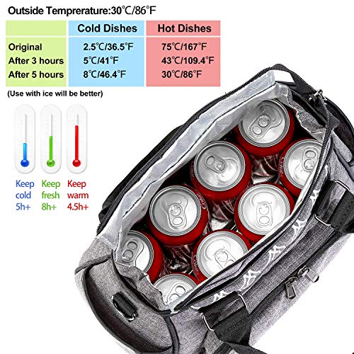 AmHoo Reusable Lunch Bag Waterproof Cooler Bag Insulated Lunch Box Picnic Women Top Handle Satchel Handbags Stylish Adult 10L Lunch tote Bag for Work,School-Best YKK Zipper,Black