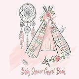 Baby Shower Guest Book: Floral Pink Rose Gold Silver Glitter Boho Chic Garden Theme, Welcome Baby Girl , Advice for Parents, Message & Wishes Sign in Guestbook Memory Keepsake with Gift Log by Baby Cutie Press