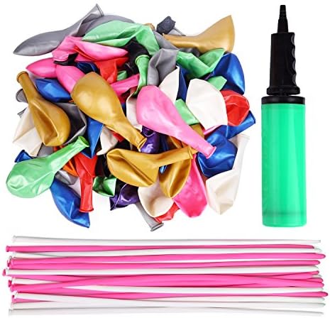 Kwayi Latex Balloon Packs With Balloon Inflator. 100pcs 12” Latex Balloons And 20pcs 50” Magic Balloons ( 10 Colors Sorted ) For Celebration / Party / Decoration