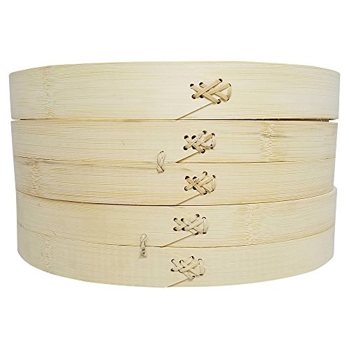 3 Piece Set - 100% Natural Bamboo Steamer Basket - Dumpling & Bun Steamer - Great for Asian Cooking, Buns, Dim Sum, Vegetables, Fish - 12 x 12 x 6.2 Inches