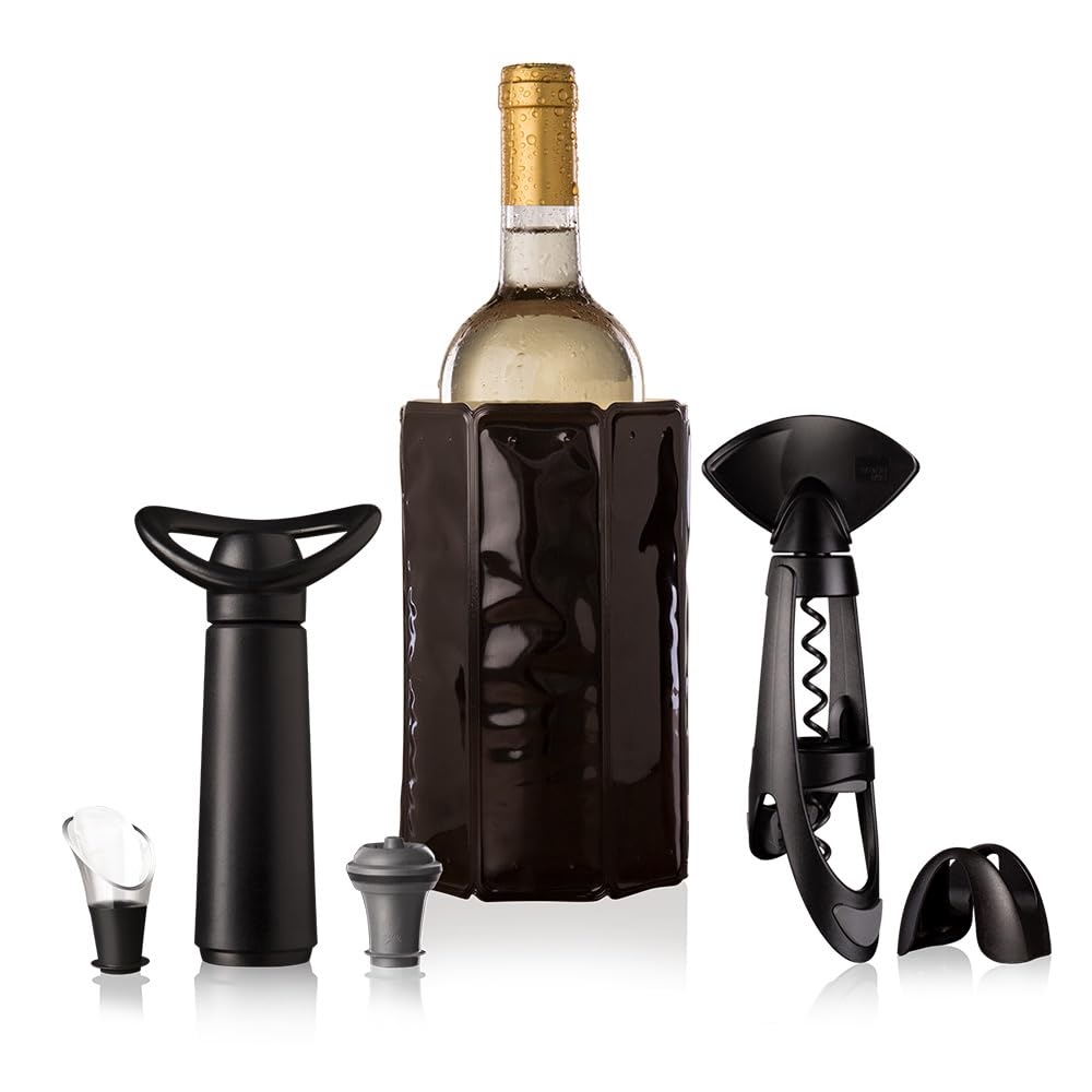 VACUVIN Original Plus Black Wine Set + Drip-Free + Concerto Pump + Grey Stopper