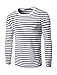 uxcell Men's Striped T Shirt Crew Neck Long Sleeve Casual Cotton Pullover Tee Top Black and White 46