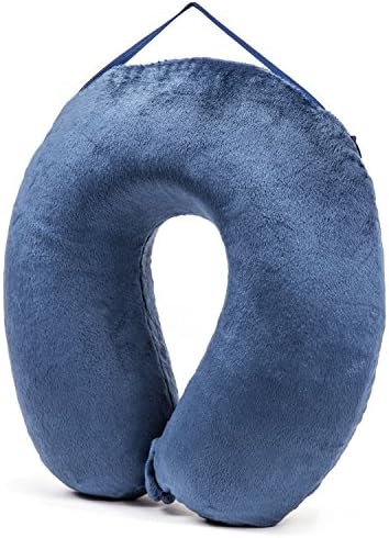 JETPAL Memory Foam Plush Travel Neck Pillow with Button Clip for Better Sleep and Neck Posture