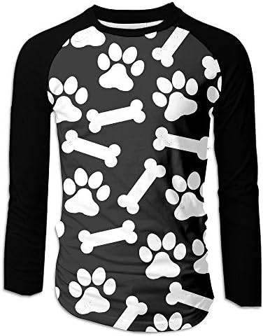 The Sticky Catmens Dog Paws And Bones Pattern Black White Funny Raglan Shirt Baseball T Shirt