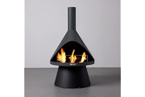 TERRA FLAME TerraFlame Lloyd Modern Gel Fuel Fireplace | Graphite | Clean Burning and Smoke-Free | Portable and Freestanding | Fireplace for Indoor and Outdoor Use | Electroplated Steel