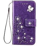 LG V20 Case,LG V20 Wallet Cases,Fashion Handmade 3D Bling Diamond PU Leather Stand Flip Case Cover With Card Holder Folio Wallet Case for LG V20 (Purple)