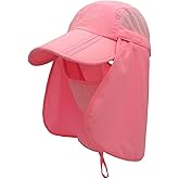 Connectyle Men's Foldable Outdoor Sun Cap with Removable Face Mask Neck Flap Cover UPF 50+ Sun Protection Fishing Hiking Hat