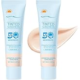 Tinted Sunscreen for Face SPF 50, 2 PCS Defense SPF 50 Face Sunscreen Lotion with Hyaluronic Acid, Sun Essence Faces Sunscreens, Hydrating, Moisturizing, UV Defense, Travel Size (Light Color)