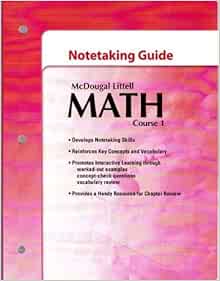 Math Course 1 Grades 6 8 Notetaking Guide: Mcdougal Littell Middle Math Course 1 Grades 6 8 Notetaking Guide: Mcdougal Littell Middle
