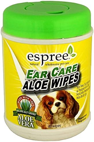 Espree Animal Products Dog Ear Care Organic Aloe Wipes - Gentle - 60 Count