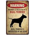 QKIODS Warning Bull Terrier Vintage Aluminum Metal Sign Retro For Toilet Restroom Home 8x12 Inches
