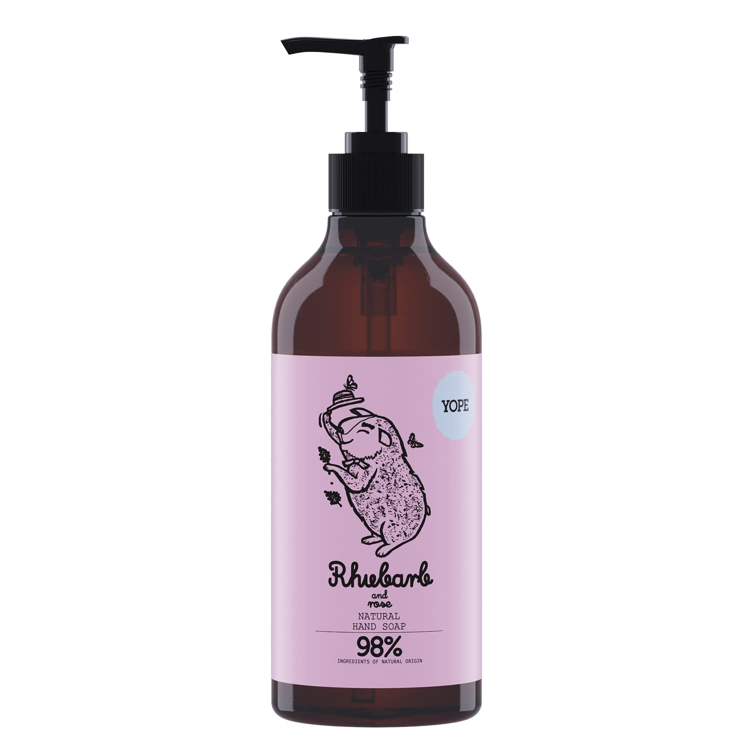 YYOPE Natural Hand Wash | Rhubarb Extract | Minerals | Neutral pH | Moisturising | Soothing | Rhubarb and Rose 500 ml