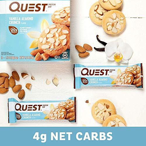 Quest Nutrition Vanilla Almond Crunch Protein Bar, High Protein, Low