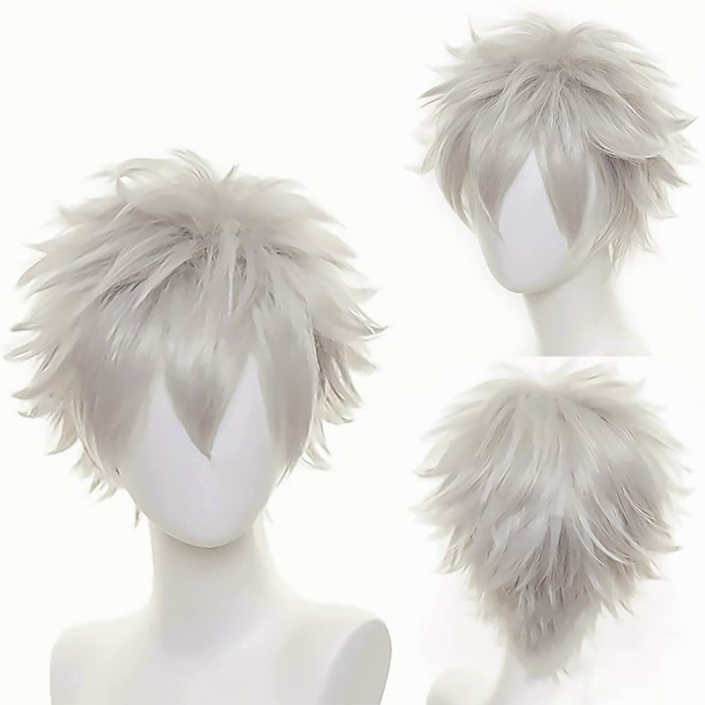 YEESHEDO Unisex Short Bob Anime Cosplay Wigs Full Natural Layer Straight Fluffy Hair Costume Party Fancy Dress Wig for Women Men Boy Girls (Silver Gray) — image 1