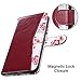 ULAK Flip Wallet Case for iPhone 6 Plus/6S Plus, Floral PU Leather Kickstand Case with Wrist Strap, ID & Credit Card Pockets, Burgundy Red