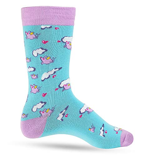 Cool Socks For Men: Mens Funny Dress Socks: Novelty Crazy & Funky Colorful Sock: When Pigs Fly - Thumbnail 2