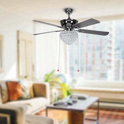 Zoternen 5 Blades Black 52 Inch Led Ceiling Fan Light Lamp For