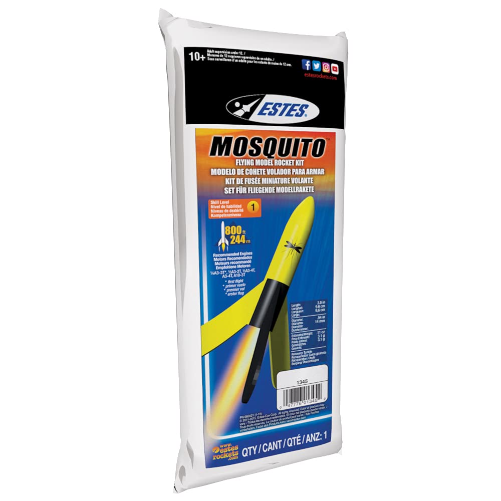 Estes 1345 Mini Mosquito Rocket-Building Kit, Intermediate Mini Flying-Rocket-Model Kit for Ages 10+