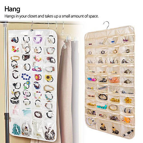 ComboCube Beige 80 Pockets Hanging Jewelry Organizer - Thumbnail 3