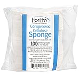 ForPro Compressed Cellulose Sponge, Round Face and Body Sponge, White, 2.75”, 100-Count