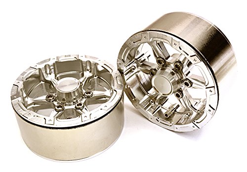 Integy RC Model Hop-ups OBM-901330SILVER High Mass Beadlock Aluminum 1.9 Wheels Spoke-6 1/10 Scale Crawler