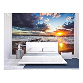 Beautiful Cloudscape Over The Sea, Sunrise Shot - Removable Wall Mural | Self-Adhesive Large Wallpaper - 66x96 inches