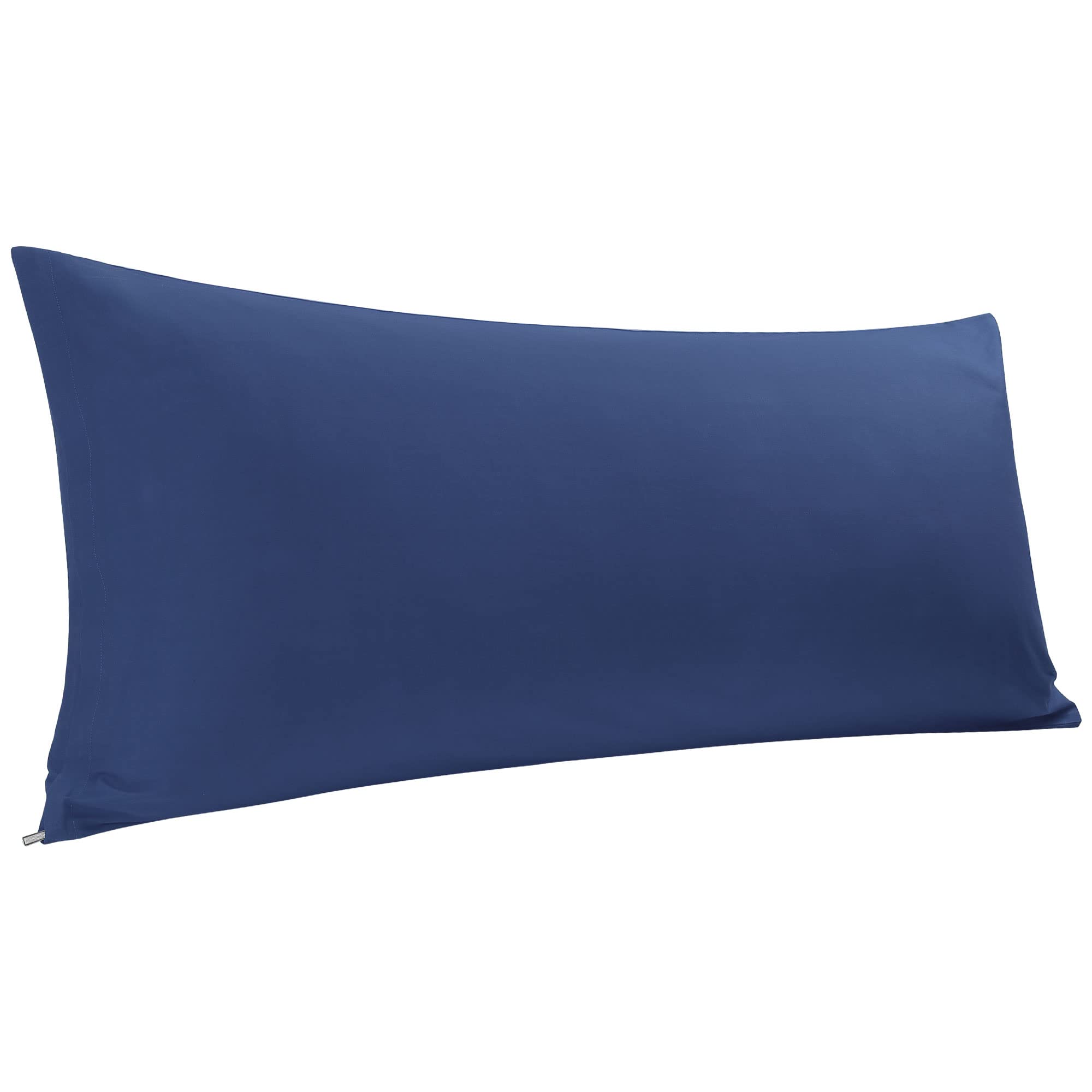 PiccoCasa Body Pillow Cover Egyptian Cotton Bolster Pillow Cases - 300 Thread Count Super Soft and Breathable Long Body Pillowcase with Zipper Closure Navy Blue 20"x48"/ 4ft