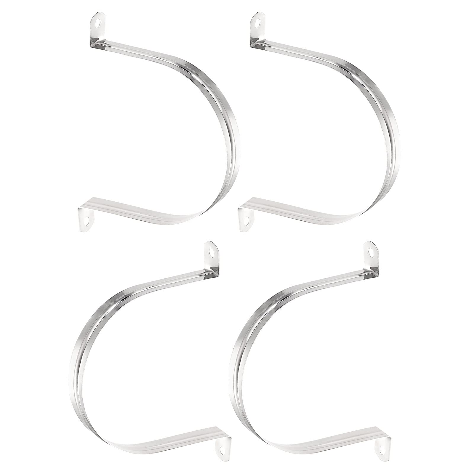 DTGN 18mm(W) Two Hole Strap - 4Pack - Good for Industrial 110mm Dia Pipe Fixing - 201 Stainless Steel Rigid Pipe Strap Clamp - Silver Tone