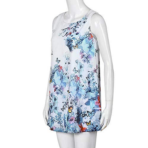 TnaIolral Women Boho Dresses Summer Sleeveless Beach Printed Short Mini Skirt White - Thumbnail 2