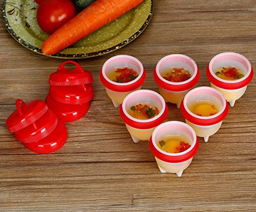 Egg Cooker-Silicone Egg Poachers for hard boiled eggs,Non Stick Egg Cups AS SEEN ON TV ,Hard&Soft Maker ,Boil Eggs Without the Egg Shell (Pack of 6) - Thumbnail 3