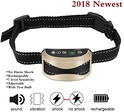 Dog Bark Training Collar No Harm Shock Anit Barking 7 Level Vibration Beep 2018 Newly Updated