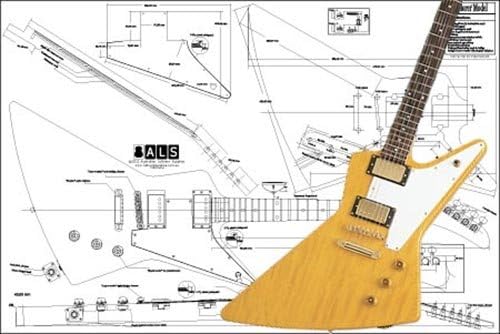 Plan of Explorer Electric Guitar - Full Scale Print, Wood