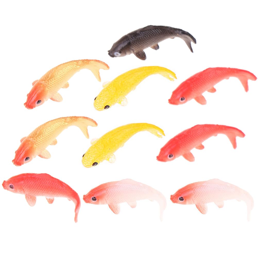ibasenice 10pcs Mini Simulation Koi Model Miniature Resin Goldfish Miniature Fish Figurines Koi Fish Tiny Terrarium Decor Dollhouse Fish Figure Fish Cake Decorations Pvc Fish Shape Animal