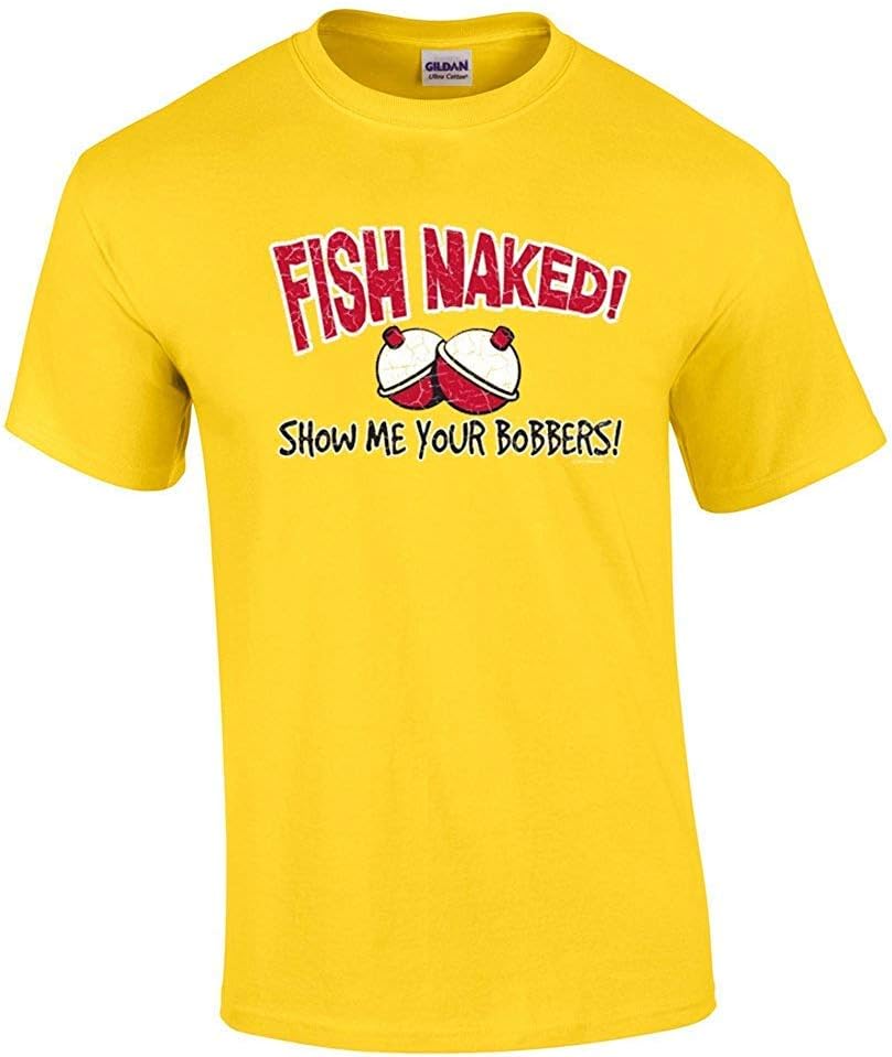 WEDWUGUI Fish Naked Show Me Your Bobbers! Funny Fishing T-Shirt-Charcoal Fashion t Shirts