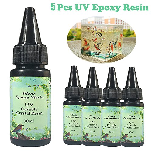 Frenshion 5 Pieces 30ML Crystal Epoxy Resin UV Glue Nail Art Tools For DIY Home Professional Handcraft Jewelry Earrings Necklace Bracelet Nail Art Accessories