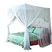 Mengersi 4 Corner Bed Canopy Curtain Bed Frame Draperies for Kids Girls Toddler (Twin, White)