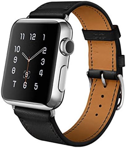 Single Tour-Black Real Genuine Leather Band Strap Bracelet Watchband For Smart Watch New 42mm