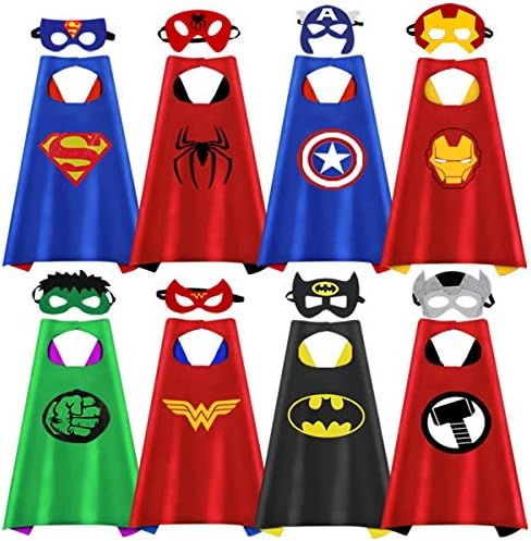 Kitoyz Superhero Capes for Kids - 8 Pack Kids Superhero Capes & Masks Super Hero Costume for Boys Kids Superhero Birthday Party Favors