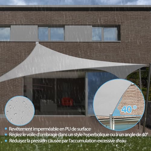 CIXMUS 4 x 4 m Waterproof & Anti-UV Sun Shade Sail Awning 420D Oxford Fabric Thick Weather Resistant for Garden and Patio