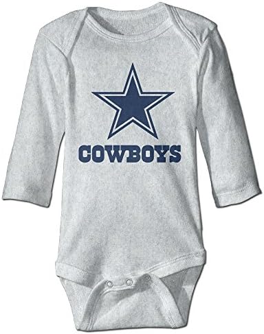 U9 6-24 Months Newborn Babys Boy's &amp; Girl's Dallas Star Logo Cowboys Long Sleeve Bodysuit Baby Onesie Ash Size 6 M