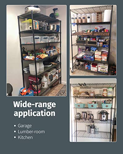 Fdw 18x48x82 Inch Wire Shelving Unit With Wheels Steel 6 Tier Heavy Duty Layer Rack Storage Metal Shelf Garage Organizer Wire Rack Shelves Adjustable Utility 2100 Lbs Capacity Black Pricepulse