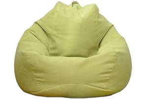 WAQIA Stuffed Animal Storage Bean Bag Chair Cover (No Filler) - Stuffable Zipper Beanbag Cover-Cotton Linen Memory Foam Beanbag Replacement Cover for Adults and Kids Without Filling