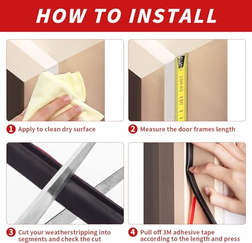 Beynant 40 Feet D-Shape Rubber Weather Stripping Door Seal Strip, Self-Adhesive Backing Door Weatherstripping for Door Frame Insulation Large Gap, Easy Cut to Size with Tailor Scissors