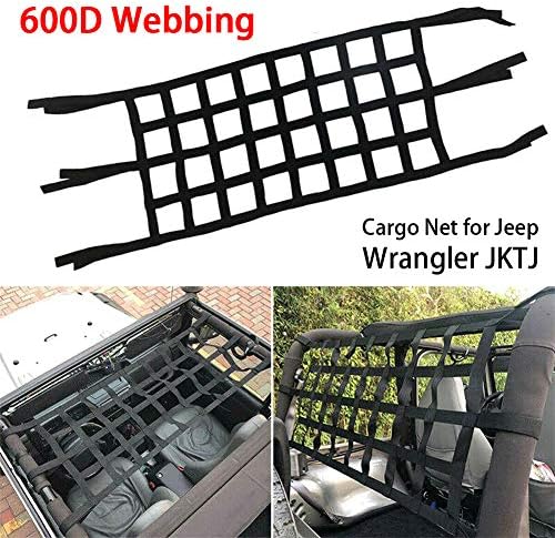 SALAMOPH Cargo Nets Mesh for Jeep Wrangler JK TJ Net Back Window Extra Storage Roof Mesh Car Hammock Storage Restraint