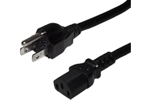 3ft NEMA 5-15P to IEC C13 Power Cable - 14AWG SJT (15A 125V)