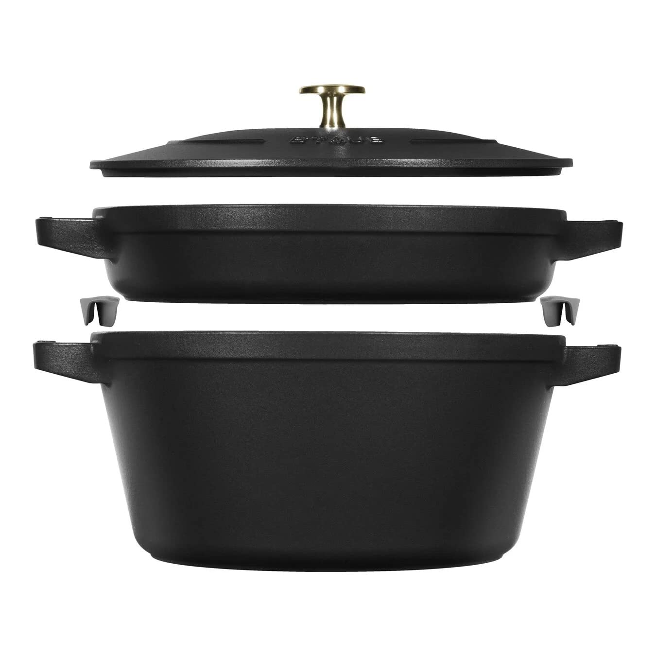 STAUB La Cocotte - Set di pentole rotonde in ghisa, 2 pezzi, colore: Nero