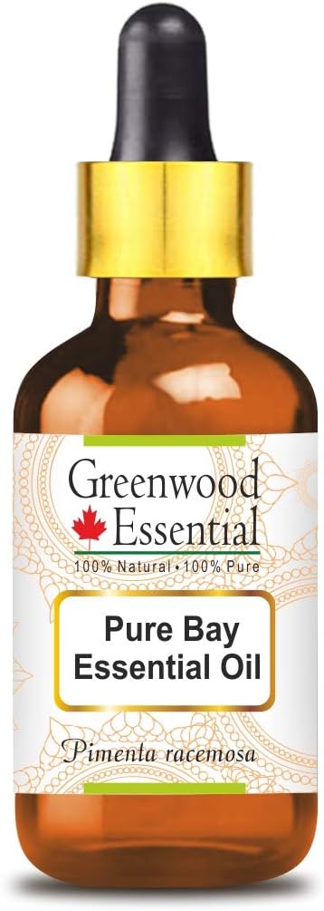 Greenwood Essential Pure Bay Essential Oil (Pimenta racemosa) with Glass Dropper Steam Distilled Natural Therapeutic Grade 30ml (1 oz)