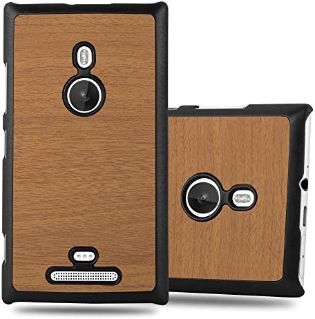 Case Compatible with Nokia Lumia 925 in Woody Brown - Hard case Protective Cover in Wood Look Against Scratches and impacts