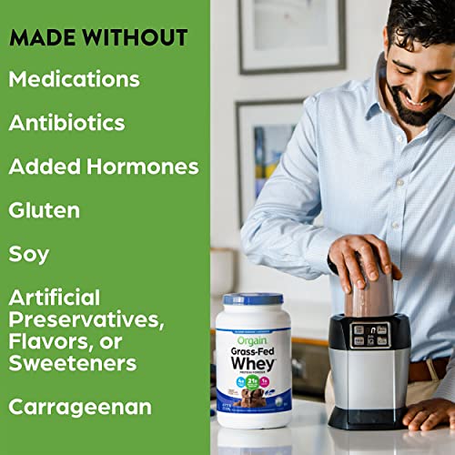 Orgain Whey Protein Powder, Creamy Chocolate Fudge 21g Grass Fed